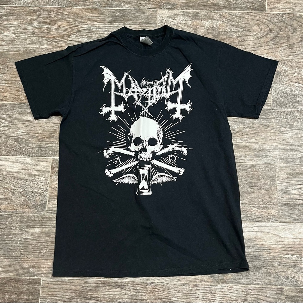 Black Graphic Band Tee with Skull Design
